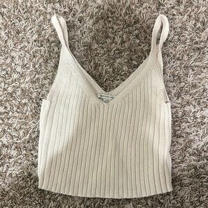 American Eagle Outfitters Cream Knit Tank Top